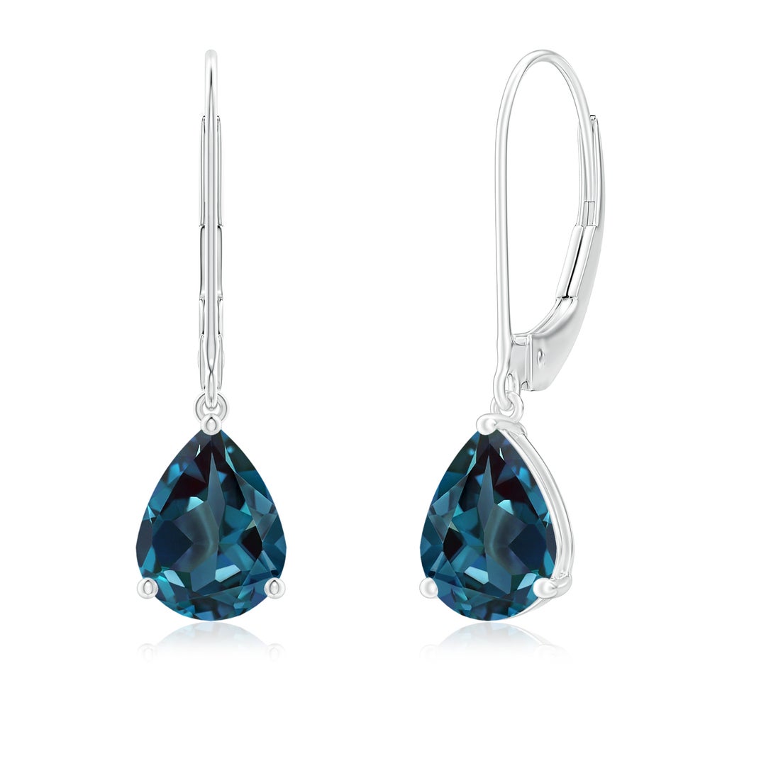 Pear-Shaped Lab-Grown Alexandrite Drop Earrings