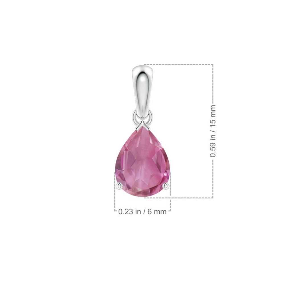 Pear-Shaped Pink Tourmaline Bale Pendant Teardrop Necklace