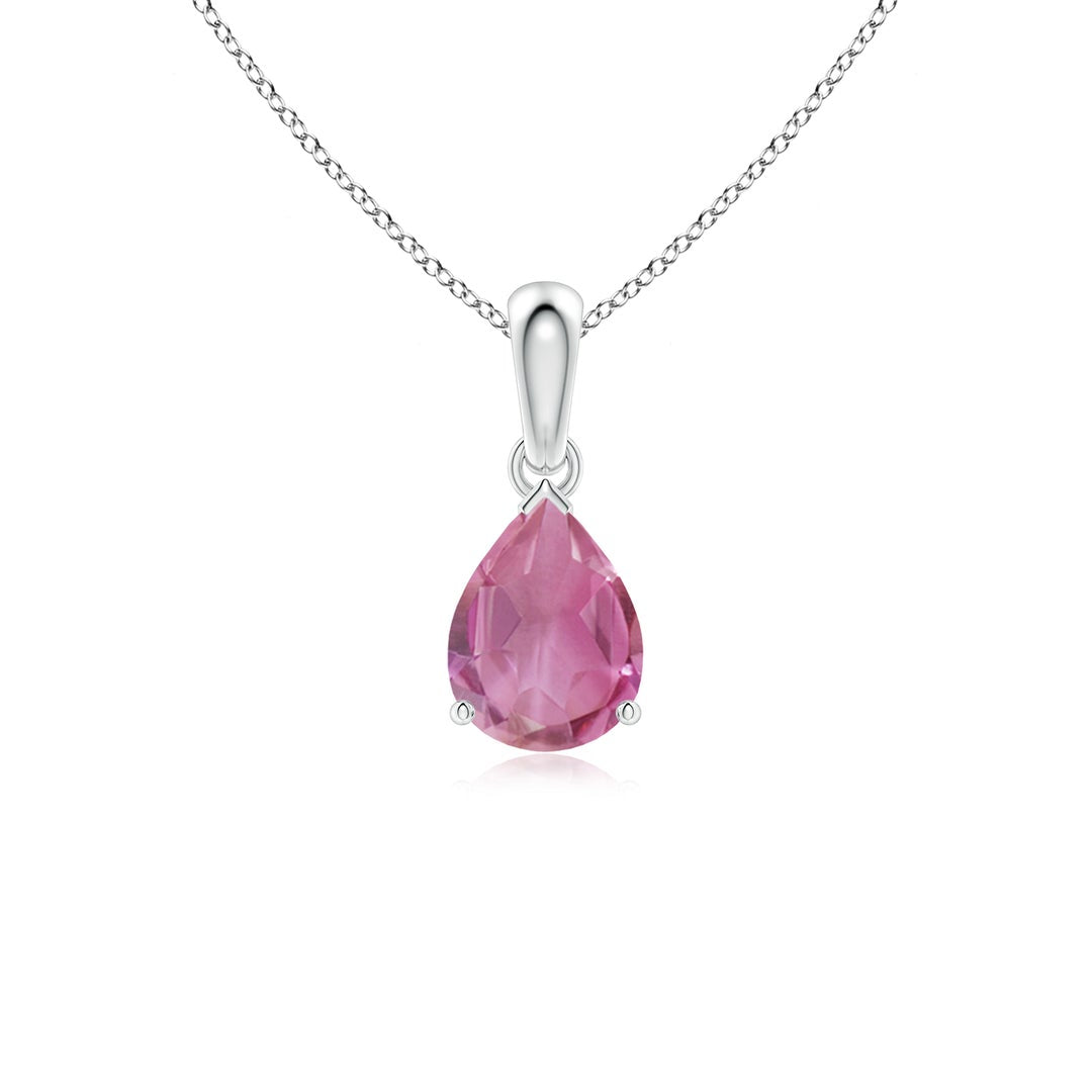 Pear-Shaped Pink Tourmaline Bale Pendant Teardrop Necklace