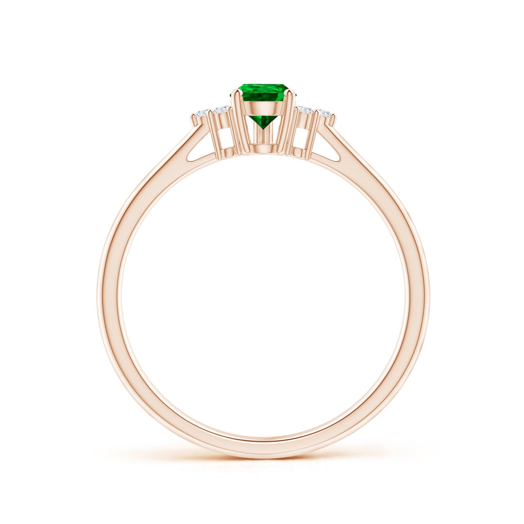 Pear Solitaire Lab Emerald with Trio Moissanite Accents Promise Ring