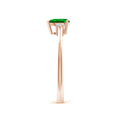 Pear Solitaire Lab Emerald with Trio Moissanite Accents Promise Ring