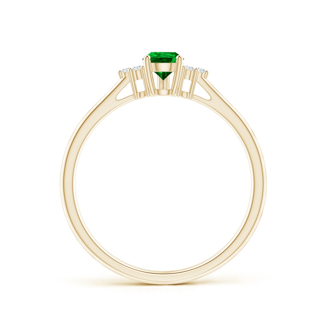 Pear Solitaire Lab Emerald with Trio Moissanite Accents Promise Ring