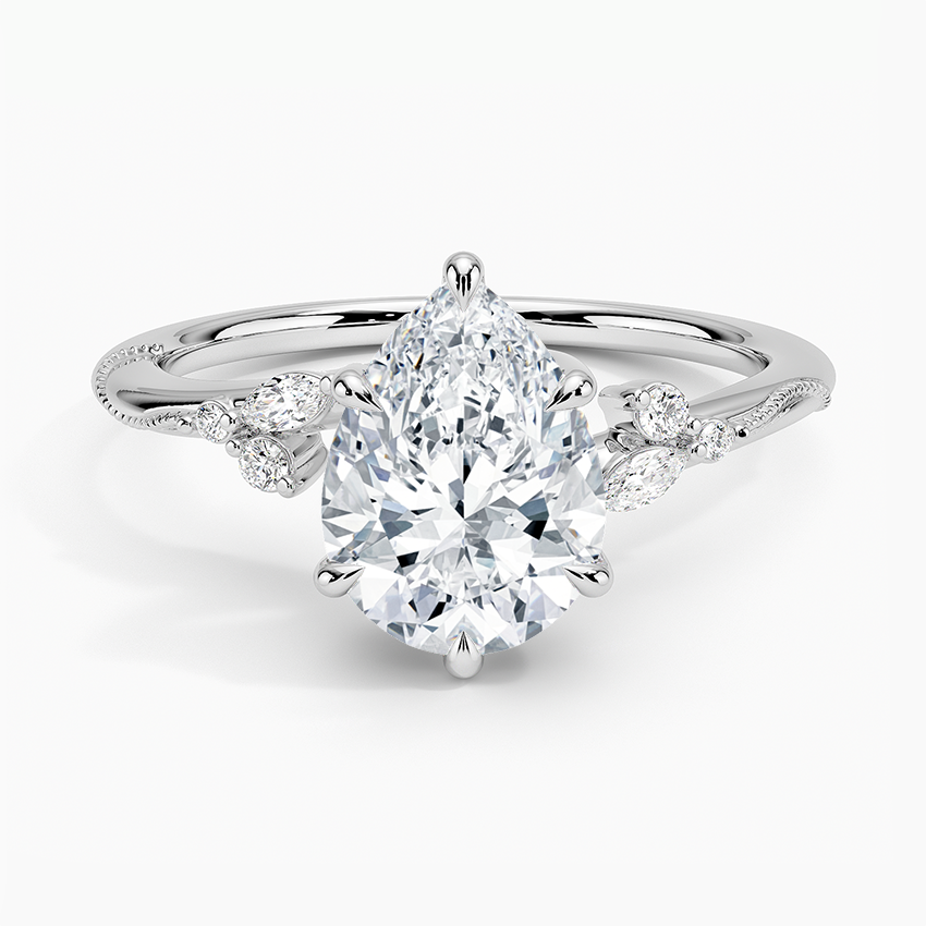 Pear Cut Floral-Inspired Engagement Ring