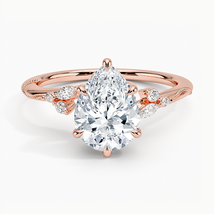 Pear Cut Floral-Inspired Engagement Ring