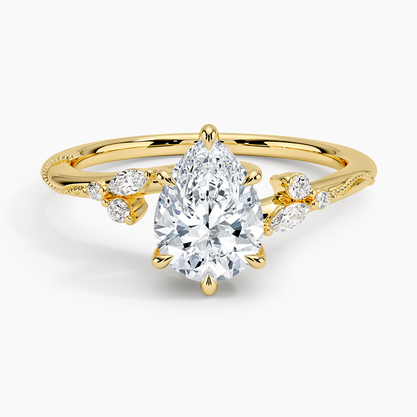 Pear Cut Floral-Inspired Engagement Ring