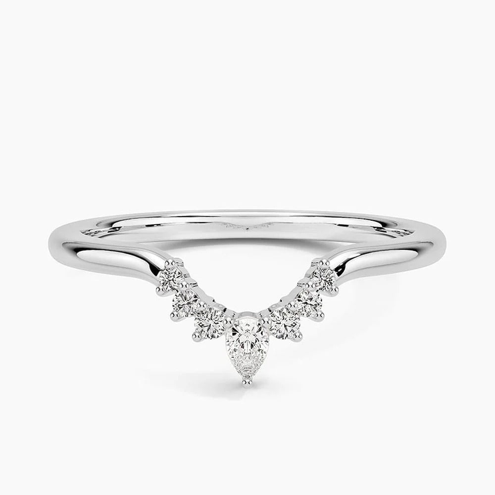 Pear and Round Moissanite Curved Wedding Band-1.5 mm