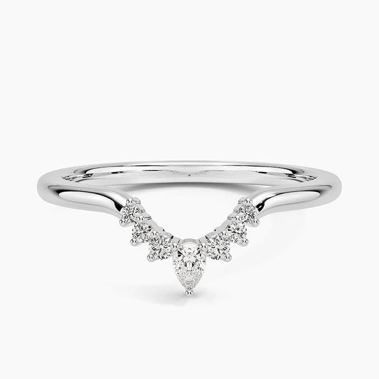 Pear and Round Moissanite Curved Wedding Band-1.5 mm