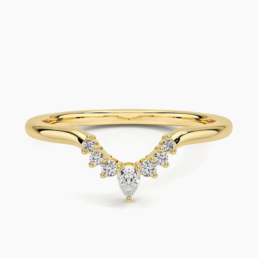 Pear and Round Moissanite Curved Wedding Band-1.5 mm