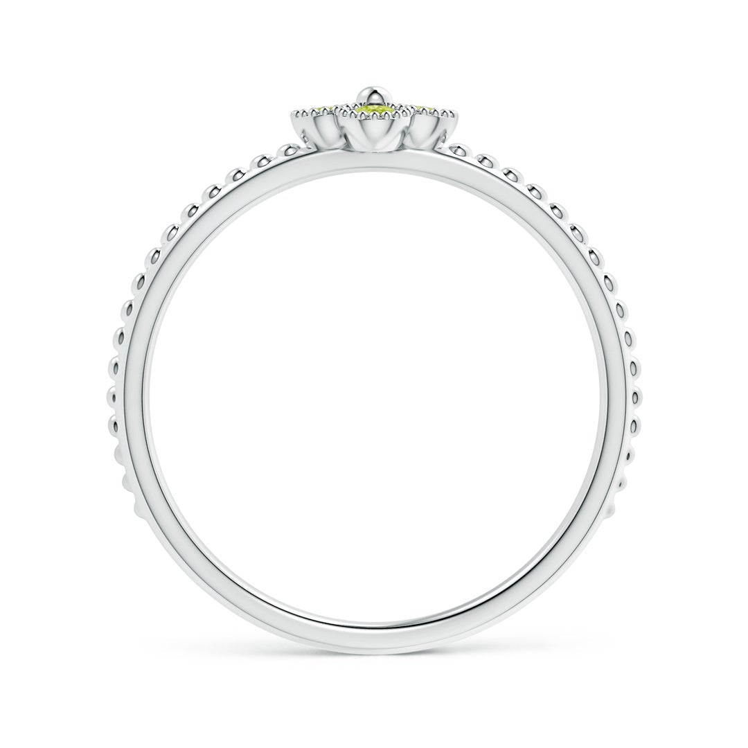 Peridot Four-Leaf Clover with Beaded Shank Promise Ring – 1.6 mm