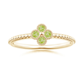 Peridot Four-Leaf Clover with Beaded Shank Promise Ring – 1.6 mm
