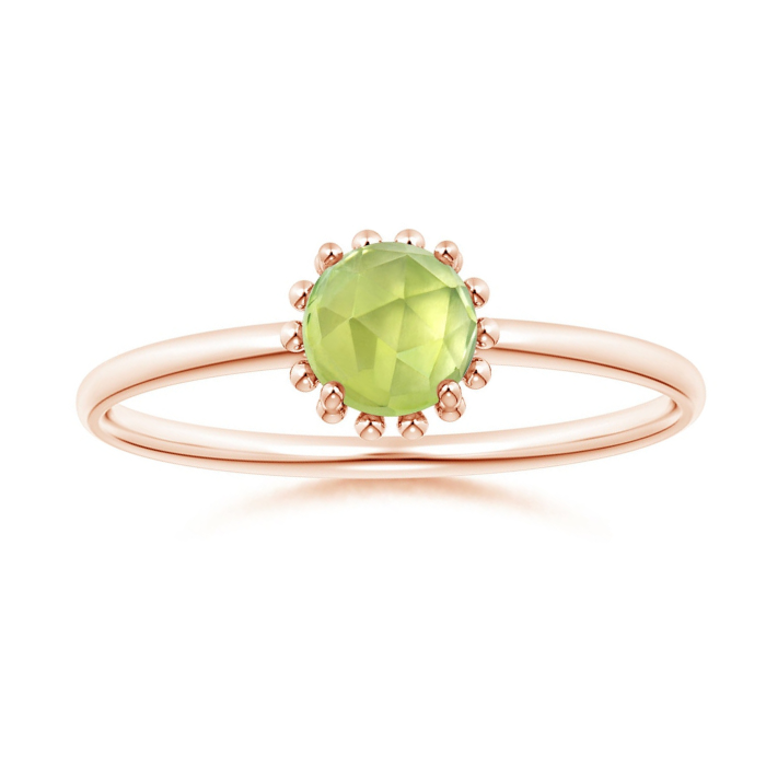 Peridot Solitaire with Beaded Halo Promise Ring – 1.6 mm