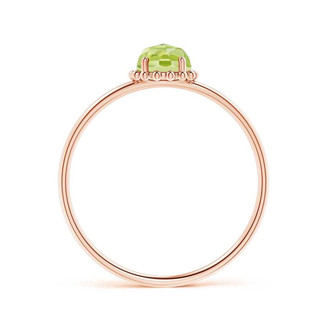 Peridot Solitaire with Beaded Halo Promise Ring – 1.6 mm
