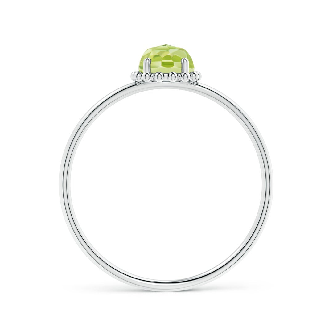 Peridot Solitaire with Beaded Halo Promise Ring – 1.6 mm