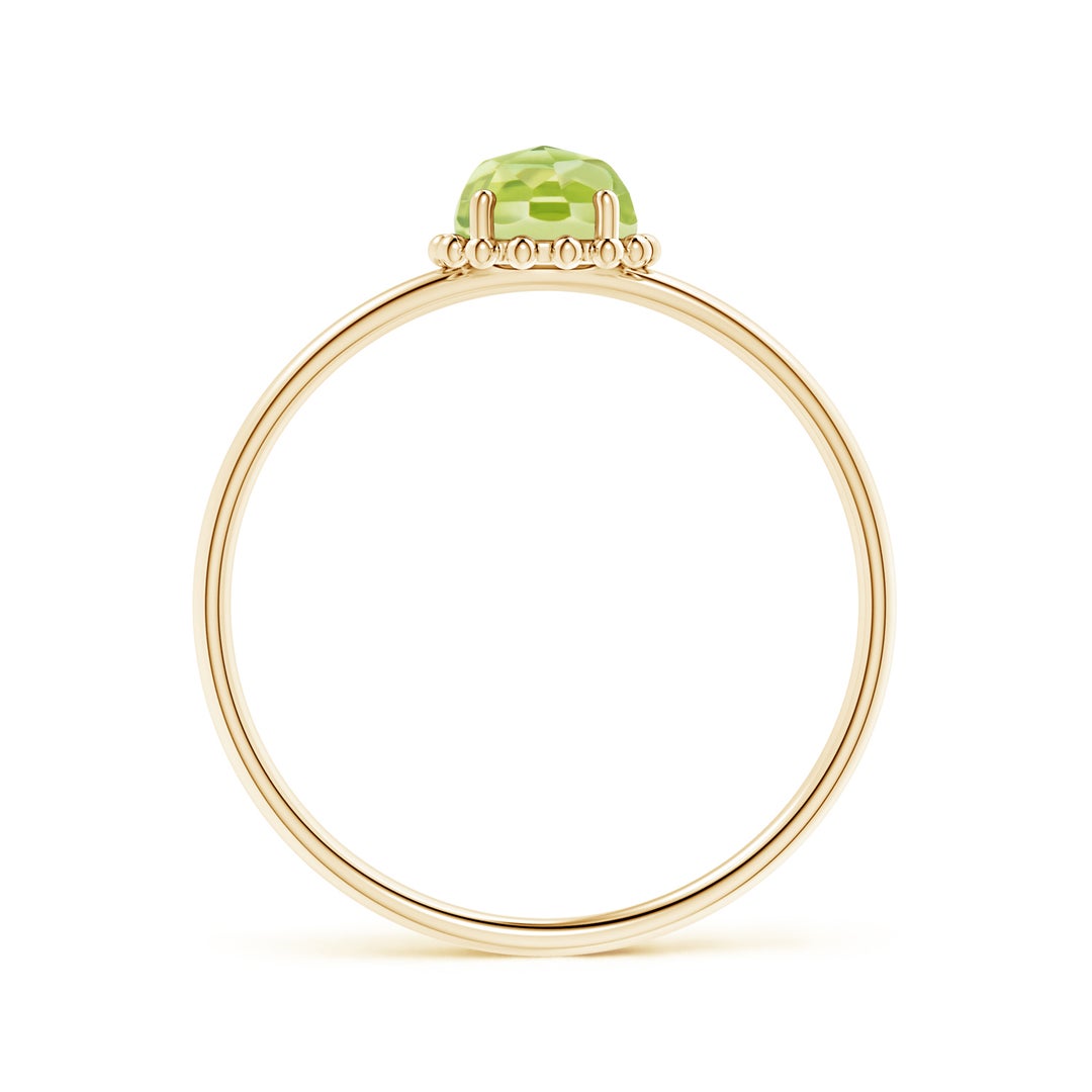 Peridot Solitaire with Beaded Halo Promise Ring – 1.6 mm