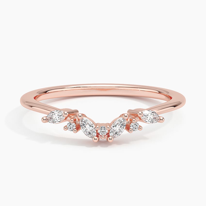 Petal-Inspired Marquise Moissanite Curved Band-1.5 mm