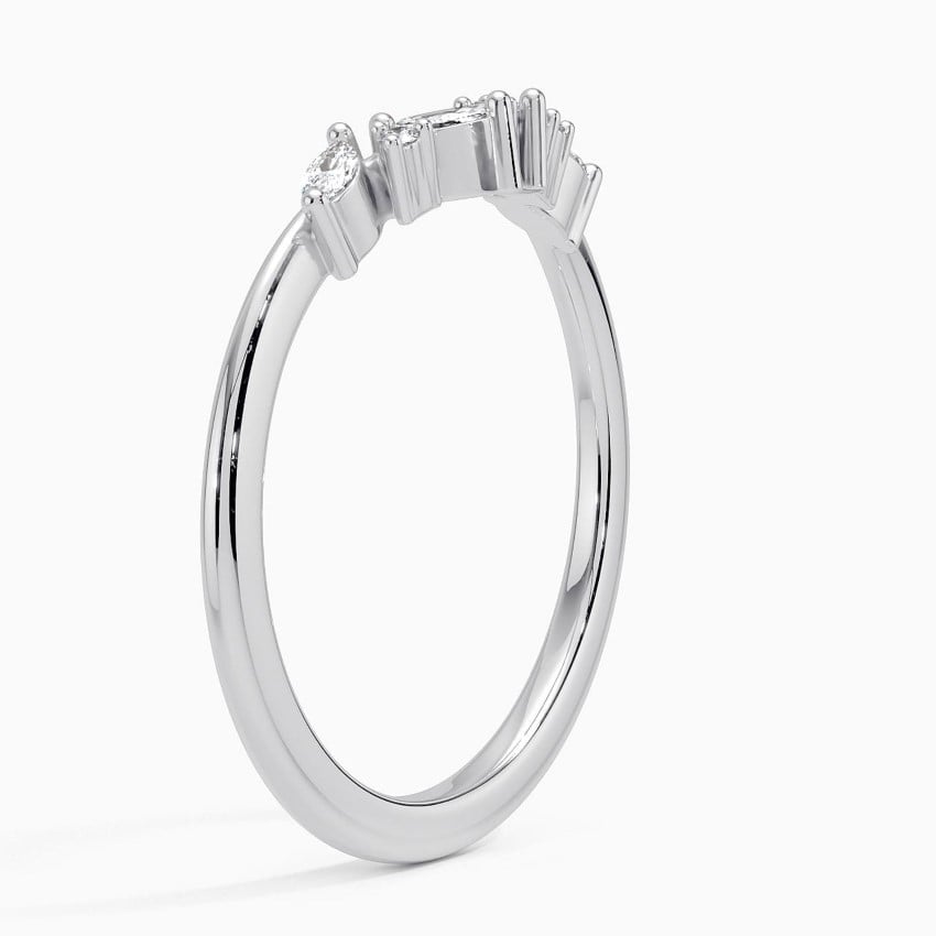 Petal-Inspired Marquise Moissanite Curved Band-1.5 mm