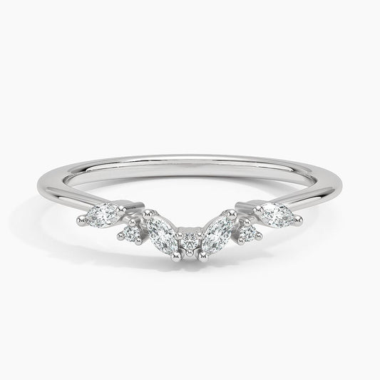 Petal-Inspired Marquise Moissanite Curved Band-1.5 mm
