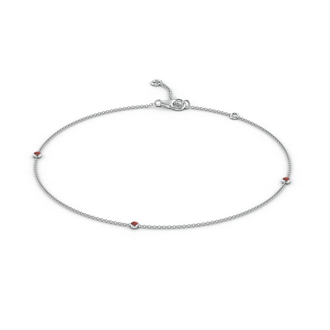 Petite Adjustable Garnet Station Bezel Ankle Bracelet