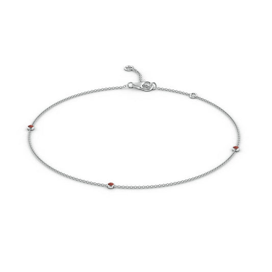 Petite Adjustable Garnet Station Bezel Ankle Bracelet