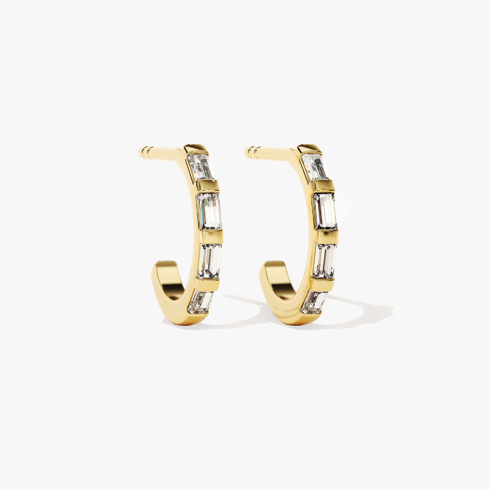 Petite Baguette Moissanite Huggie Hoop Earrings