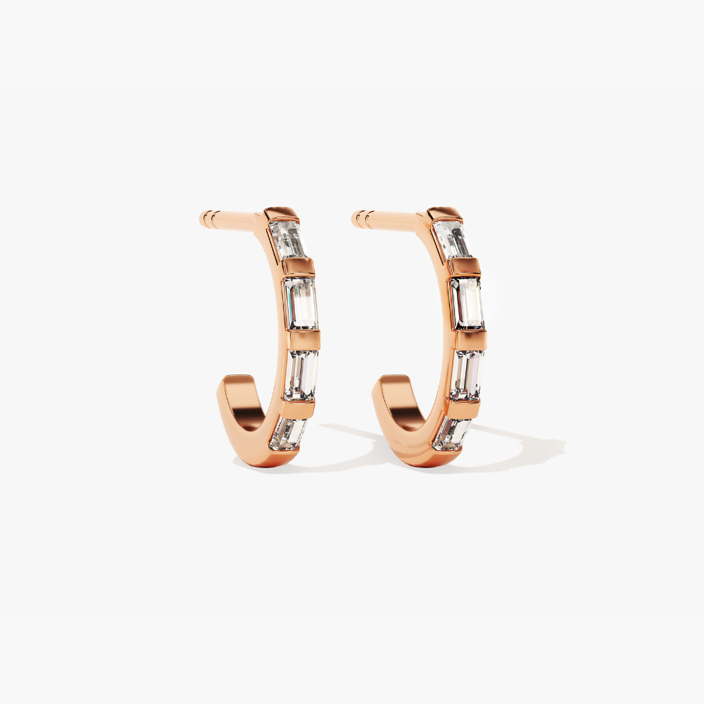 Petite Baguette Moissanite Huggie Hoop Earrings