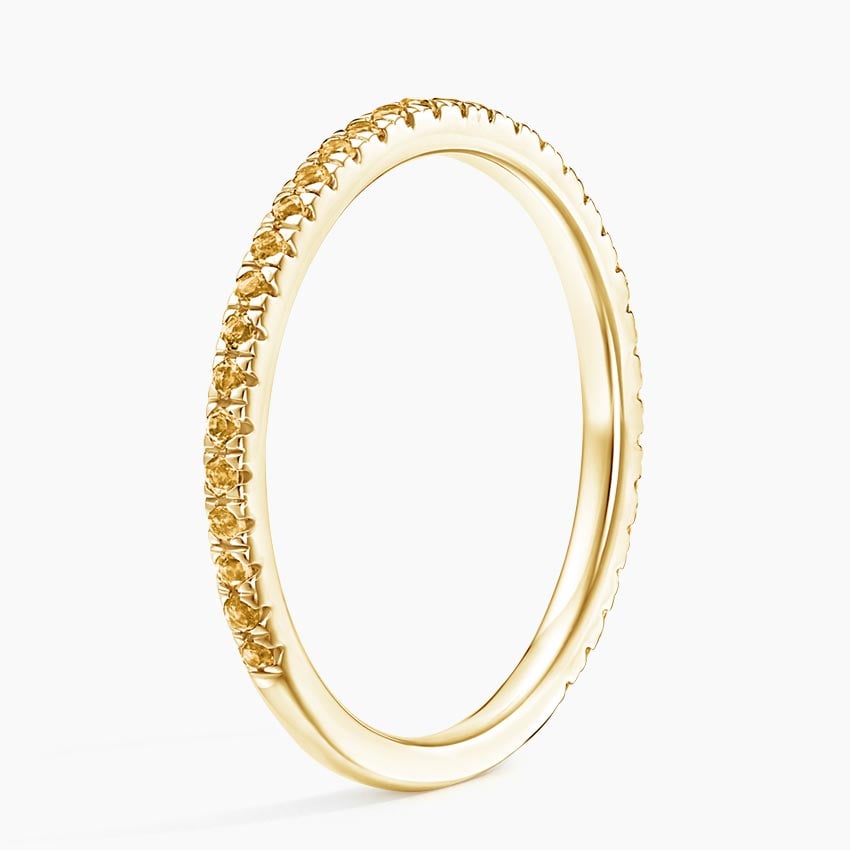 Petite Citrine Half Pavé Gemstone Wedding Band – 1.4 mm