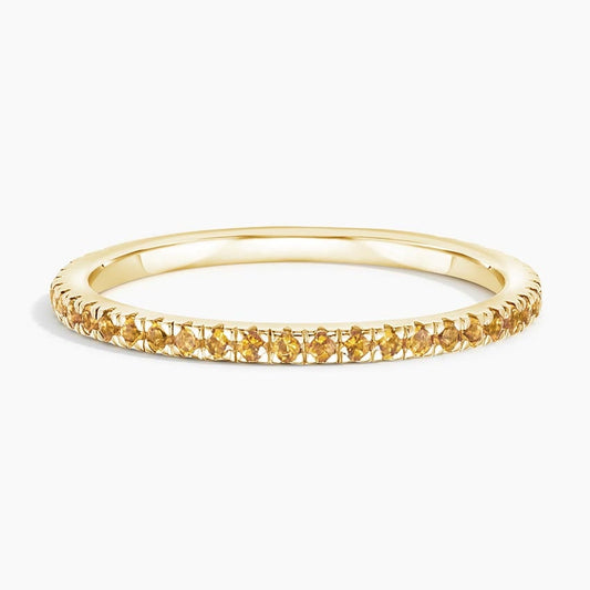 Petite Citrine Pavé Three-Quarter Coverage Wedding Band – 1.4 mm