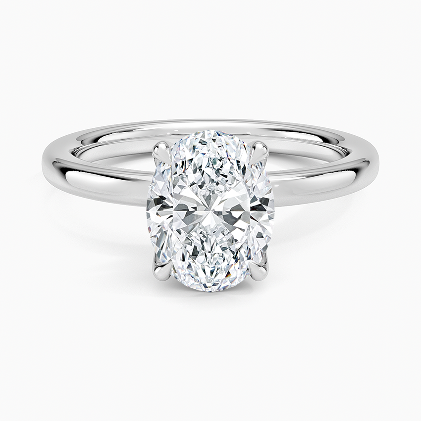 Petite Oval Cut Petal Prong Solitaire Moissanite Engagement Ring