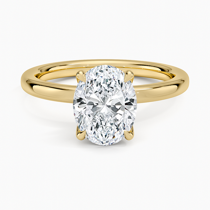 Petite Oval Cut Petal Prong Solitaire Moissanite Engagement Ring