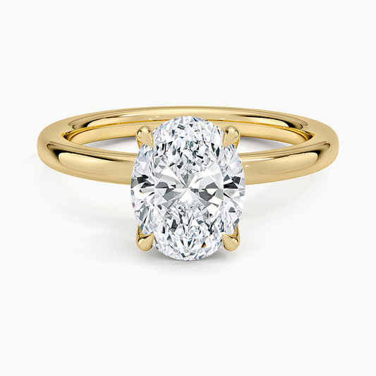 Petite Oval Cut Petal Prong Solitaire Moissanite Engagement Ring