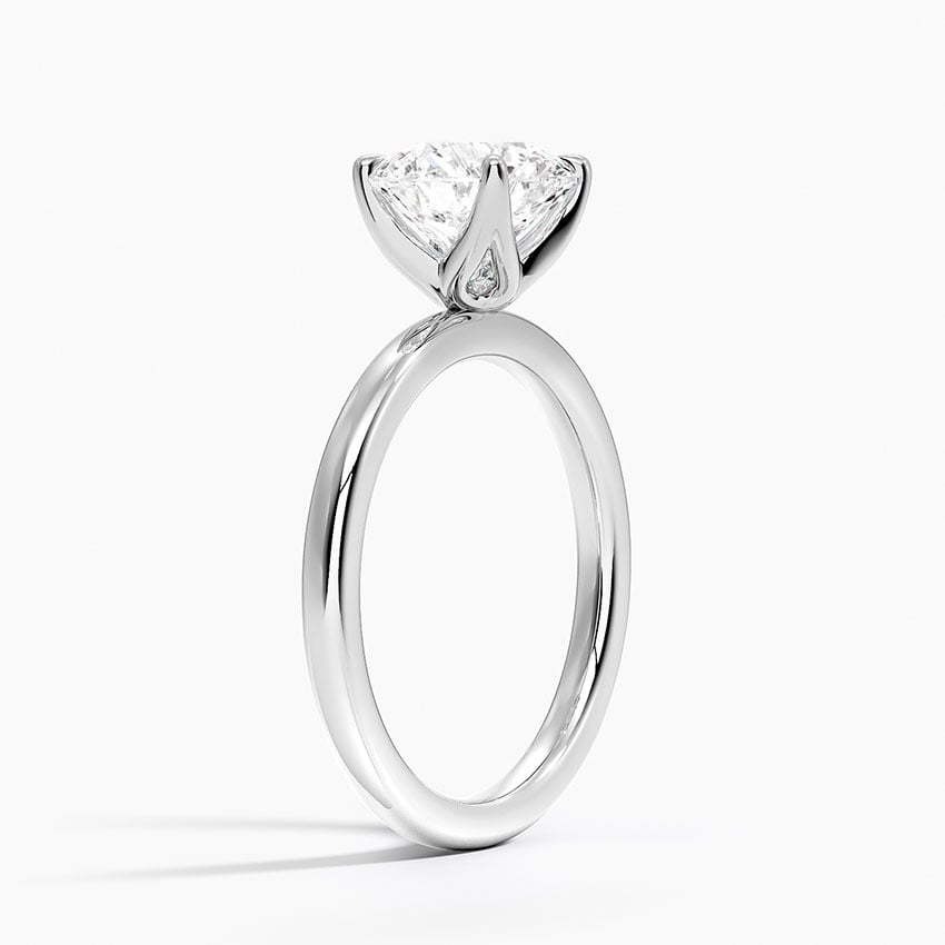 Petite Round Cut Petal Prong Solitaire Moissanite Engagement Ring