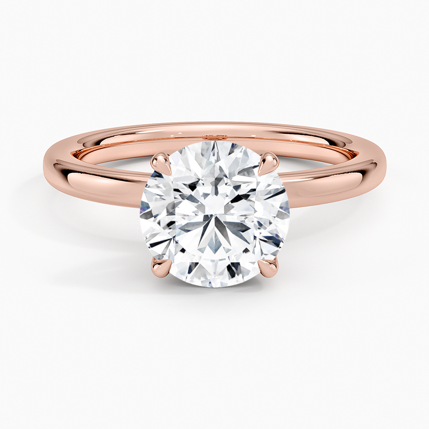Petite Round Cut Petal Prong Solitaire Moissanite Engagement Ring
