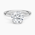 Petite Round Cut Petal Prong Solitaire Moissanite Engagement Ring