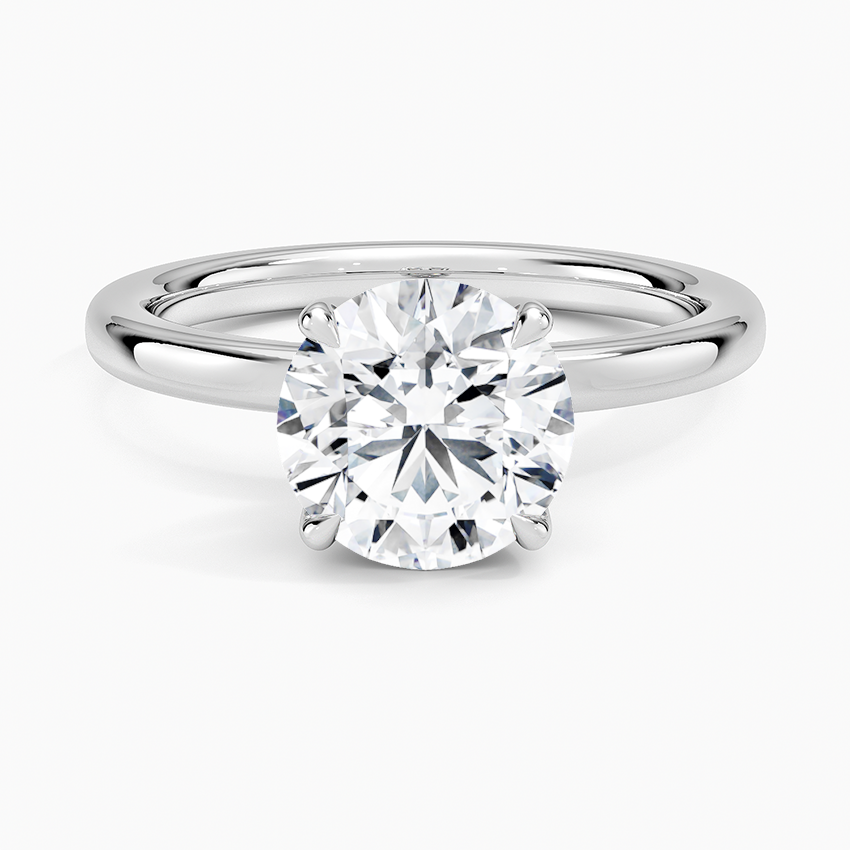 Petite Round Cut Petal Prong Solitaire Moissanite Engagement Ring