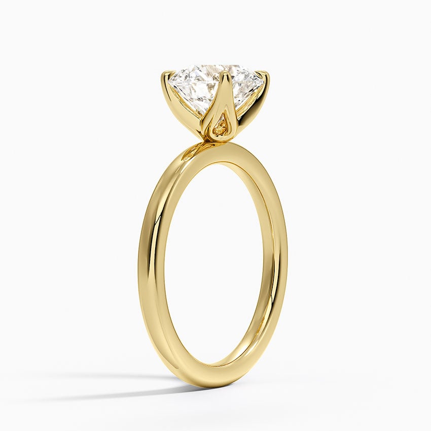 Petite Round Cut Petal Prong Solitaire Moissanite Engagement Ring