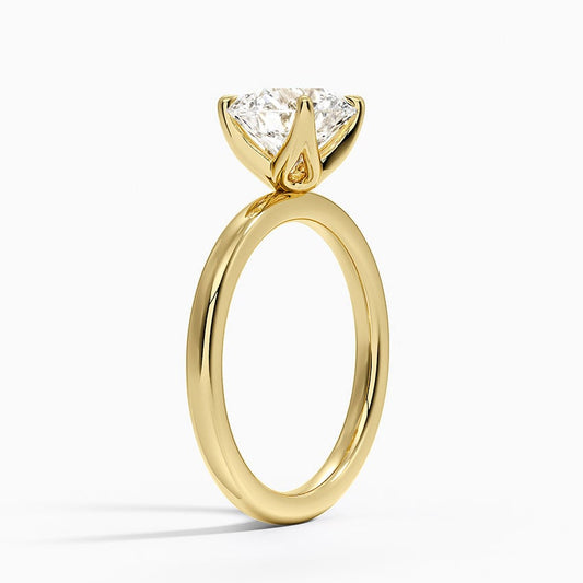 Petite Round Cut Petal Prong Solitaire Moissanite Engagement Ring
