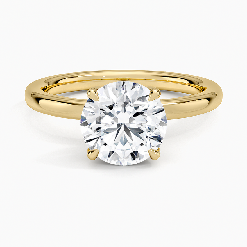 Petite Round Cut Petal Prong Solitaire Moissanite Engagement Ring