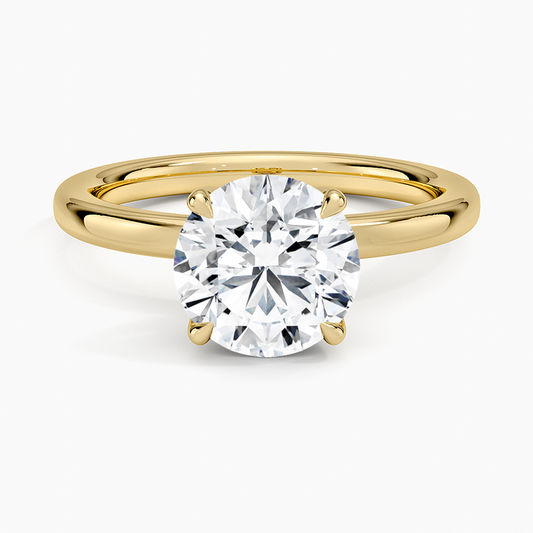 Petite Round Cut Petal Prong Solitaire Moissanite Engagement Ring