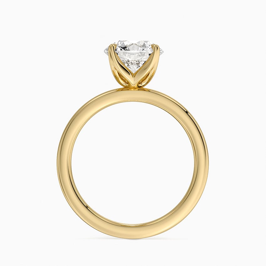Petite Round Cut Petal Prong Solitaire Moissanite Engagement Ring