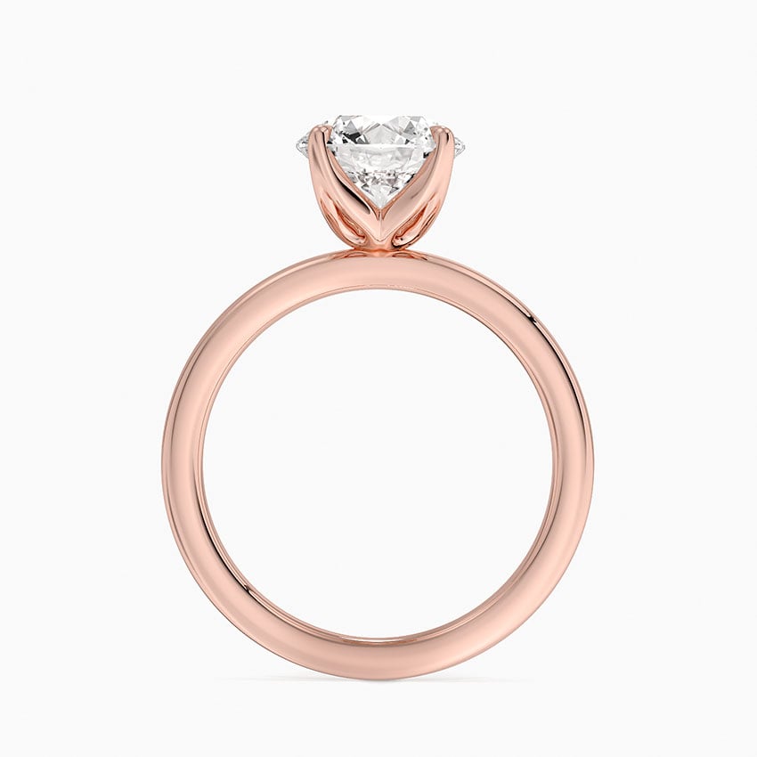 Petite Round Cut Petal Prong Solitaire Moissanite Engagement Ring
