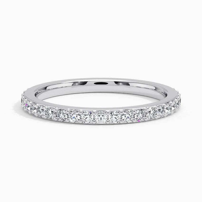 Petite Shared Prong Moissanite Eternity Wedding Band – 1.8 mm
