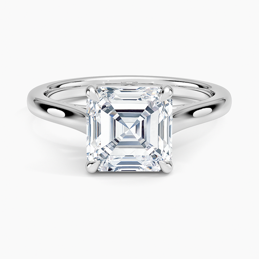 Petite 4-Prong Asscher Cut Solitaire Moissanite Engagement Ring