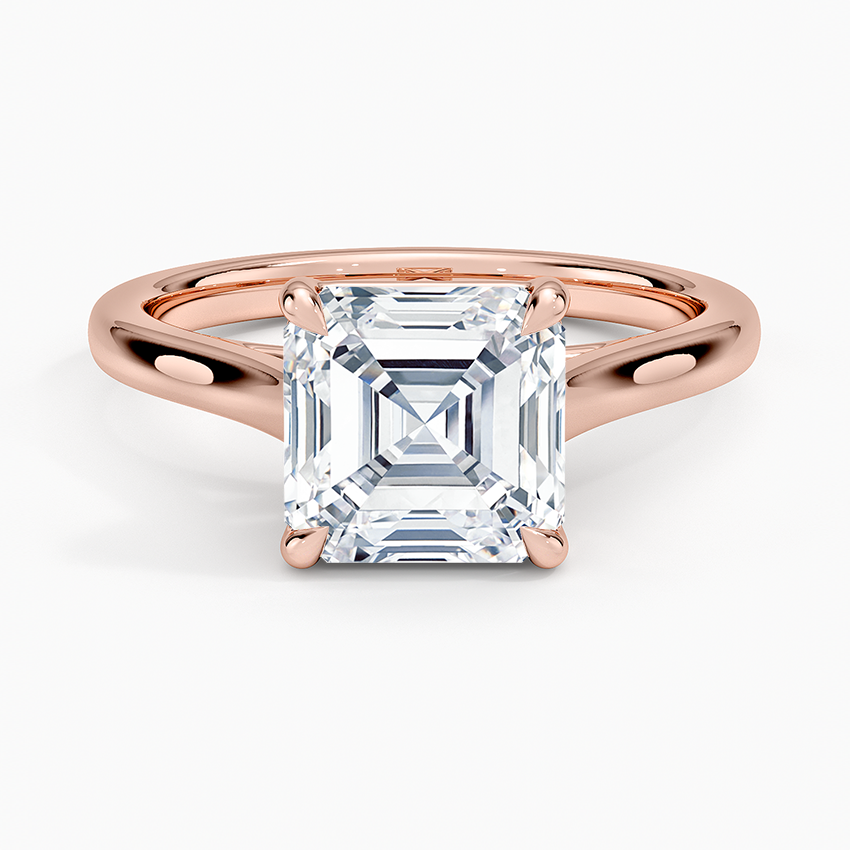Petite 4-Prong Asscher Cut Solitaire Moissanite Engagement Ring