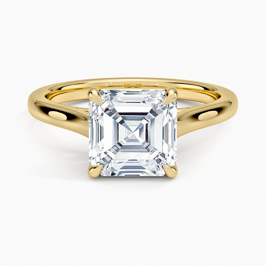 Petite 4-Prong Asscher Cut Solitaire Moissanite Engagement Ring