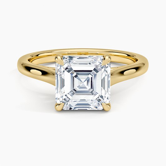 Petite 4-Prong Asscher Cut Solitaire Moissanite Engagement Ring