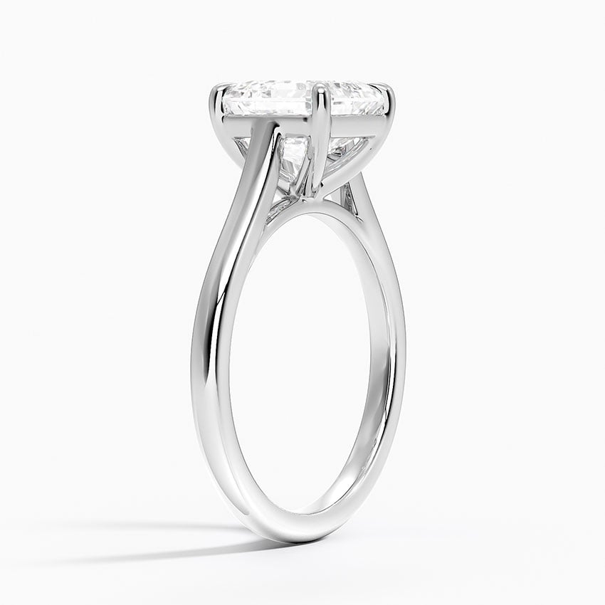 Petite 4-Prong Asscher Cut Solitaire Moissanite Engagement Ring