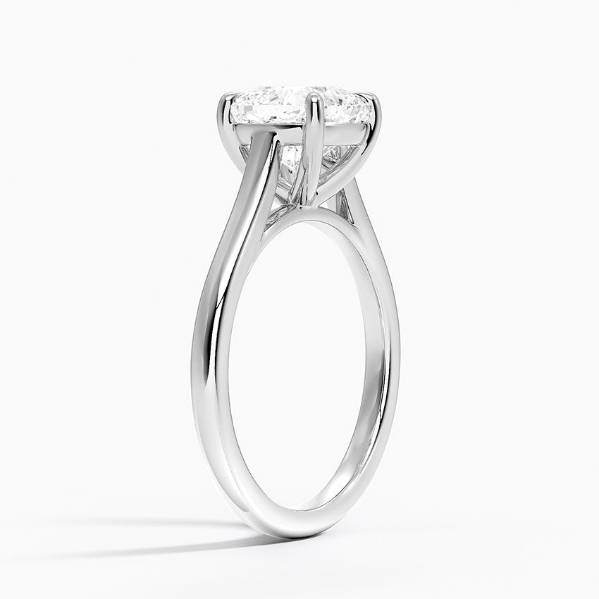 Petite 4-Prong Cushion Cut Solitaire Moissanite Engagement Ring