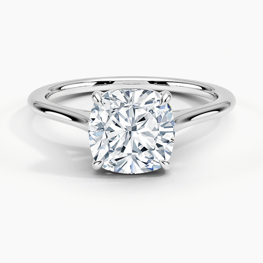 Petite 4-Prong Cushion Cut Solitaire Moissanite Engagement Ring