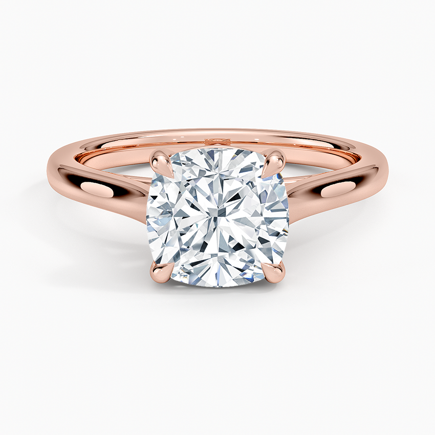Petite 4-Prong Cushion Cut Solitaire Moissanite Engagement Ring