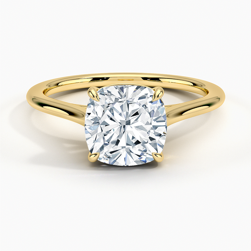 Petite 4-Prong Cushion Cut Solitaire Moissanite Engagement Ring
